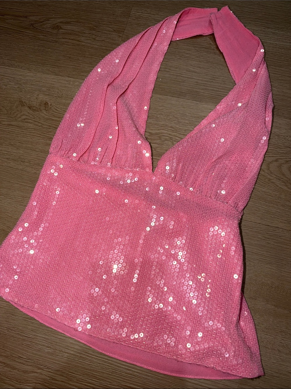 Miaou Pink Sequin Halter Top